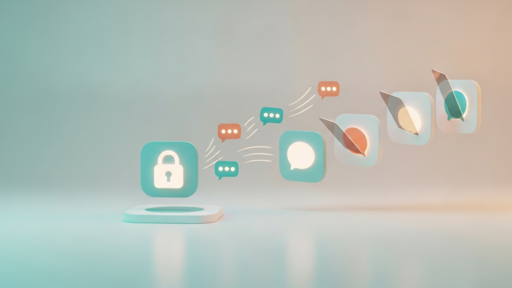 Illustration of moving from one locked AI chat app to several open alternatives