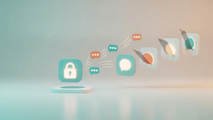 Illustration of moving from one locked AI chat app to several open alternatives