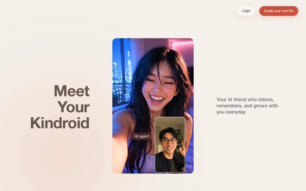 Kindroid interface (2026)