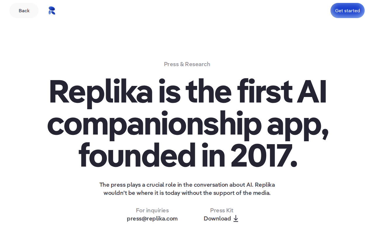 Replika interface (2026)