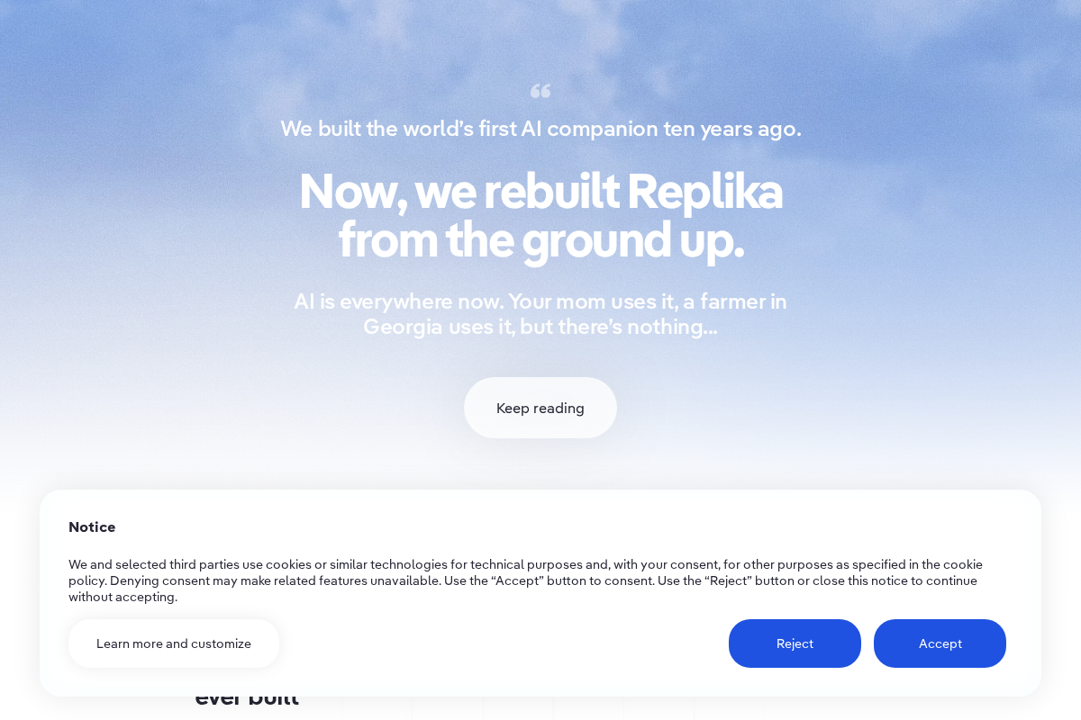 Replika landing page (2026)